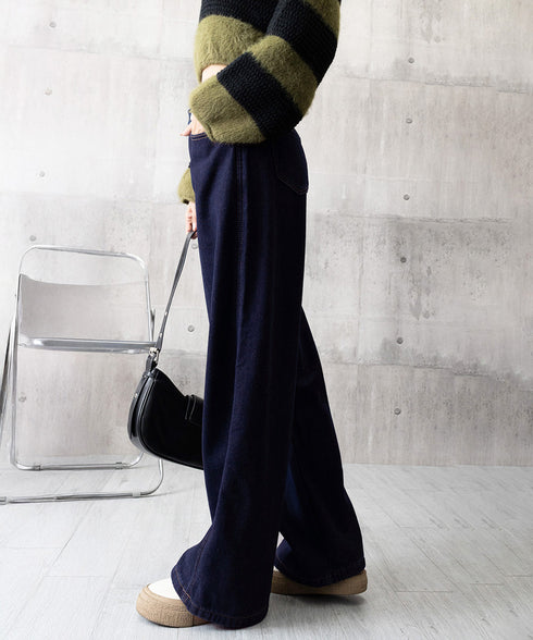 ワイドデニムパンツ 裏起毛 レディース冬 レトロ風カジュアル ストレートデニム 暖かいパンツ 体型カバー着やせ ロングパンツ 防寒ジーパン ハイウエスト ゆったり 84GAY-006