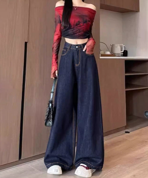 ワイドデニムパンツ 裏起毛 レディース冬 レトロ風カジュアル ストレートデニム 暖かいパンツ 体型カバー着やせ ロングパンツ 防寒ジーパン ハイウエスト ゆったり 84GAY-006