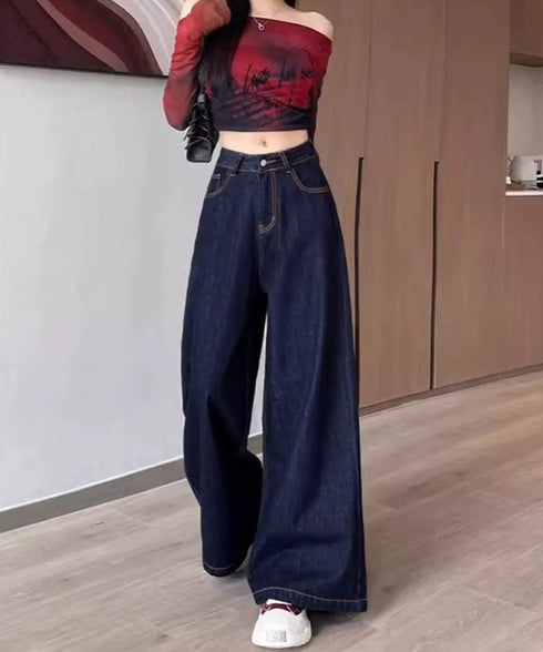 ワイドデニムパンツ 裏起毛 レディース冬 レトロ風カジュアル ストレートデニム 暖かいパンツ 体型カバー着やせ ロングパンツ 防寒ジーパン ハイウエスト ゆったり 84GAY-006