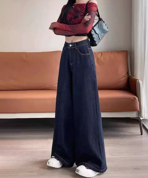 ワイドデニムパンツ 裏起毛 レディース冬 レトロ風カジュアル ストレートデニム 暖かいパンツ 体型カバー着やせ ロングパンツ 防寒ジーパン ハイウエスト ゆったり 84GAY-006