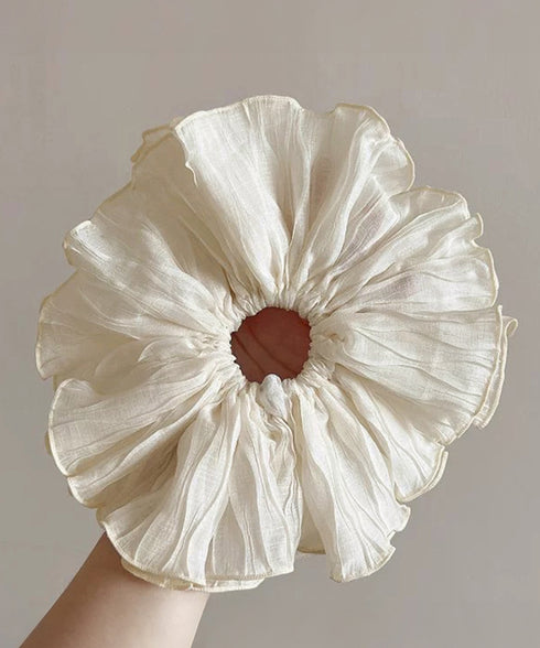 フリルシュシュ 大きめボリュームヘアゴム 韓国風フェミニンヘアアクセサリー ふんわりヘアシュシュ ボニーテール髪飾り 大人可愛いヘアアレンジ ハーフアップまとめ髪 84GUANIU-001