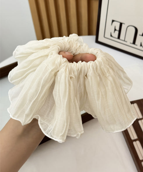 フリルシュシュ 大きめボリュームヘアゴム 韓国風フェミニンヘアアクセサリー ふんわりヘアシュシュ ボニーテール髪飾り 大人可愛いヘアアレンジ ハーフアップまとめ髪 84GUANIU-001