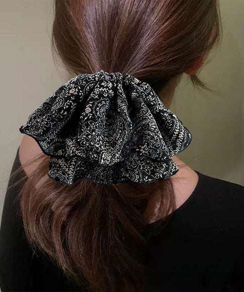 フリルシュシュ 大きめボリュームヘアゴム 韓国風フェミニンヘアアクセサリー ふんわりヘアシュシュ ボニーテール髪飾り 大人可愛いヘアアレンジ ハーフアップまとめ髪 84GUANIU-001