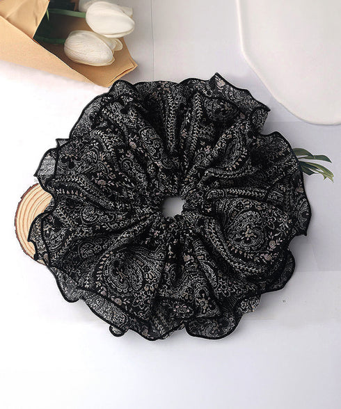 フリルシュシュ 大きめボリュームヘアゴム 韓国風フェミニンヘアアクセサリー ふんわりヘアシュシュ ボニーテール髪飾り 大人可愛いヘアアレンジ ハーフアップまとめ髪 84GUANIU-001