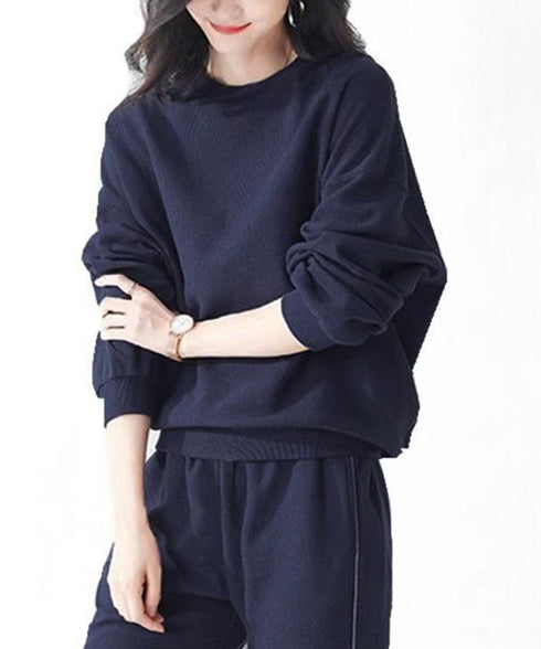 ワッフルスウェットセットアップ 春秋長袖 レディース ジャージ上下セット カジュアルトレーナースウェットパンツセット 無地ウォーキング服 ダンス衣装 ルームウェア 84GZYM-004