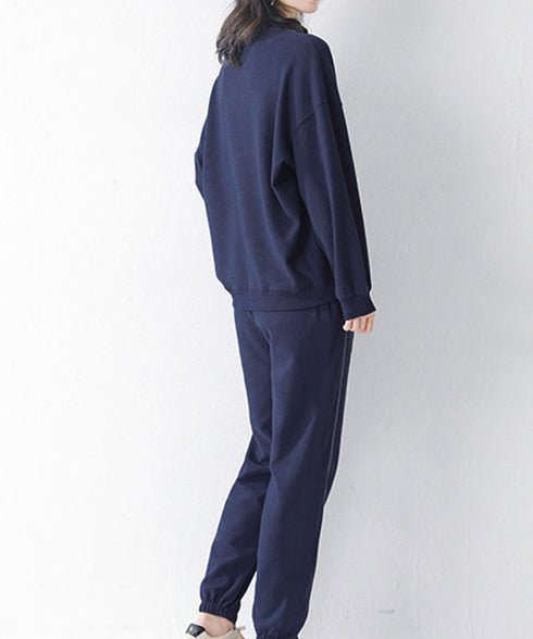 ワッフルスウェットセットアップ 春秋長袖 レディース ジャージ上下セット カジュアルトレーナースウェットパンツセット 無地ウォーキング服 ダンス衣装 ルームウェア 84GZYM-004