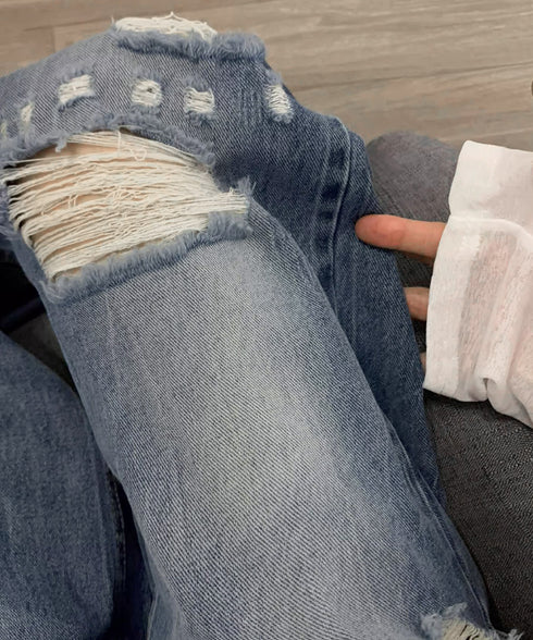 ダメージデニムパンツ ワイドレッグデニム レディース ハイウエスト ロングパンツ ウォッシュ加工 ストレートパンツ 着やせ 韓国風ジーパン ゆったり ボトムス脚長 84GZYM-006