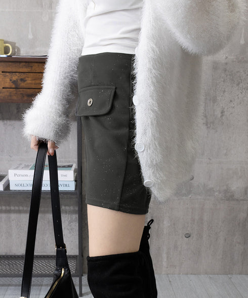 ラメ付きショートパンツ 秋冬 ツイード風 レディース 体型カバーワイドパンツ ハイウエストきれいめ短パンおしゃれ 着やせショーパン美脚脚長 韓国風ポケットデザイン 84GZYM-008