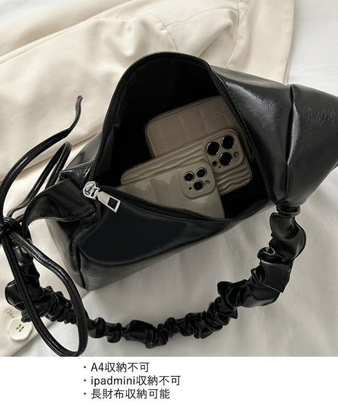 ギャザーショルダーバッグ トートバッグ レディース ドロストショルダーバッグ 2WAY ボディバッグ 軽量 大人カジュアル ワンショルダーバッグ フェイクレザー 84HBJP-004