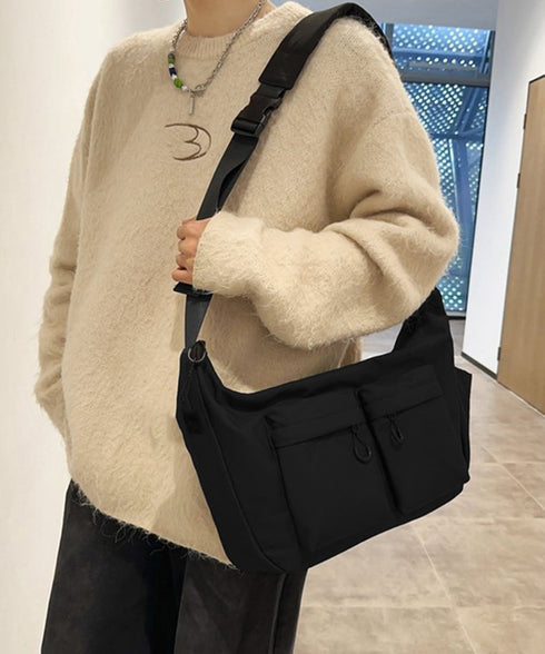 マルチポケットショルダーバッグナイロン鞄 多収納肩掛けバッグレディース ポケット多い 韓国風軽量バッグおしゃれ メッセンジャーバッグ 通学バッグ学生斜め掛けバッグ 84HBJP-008