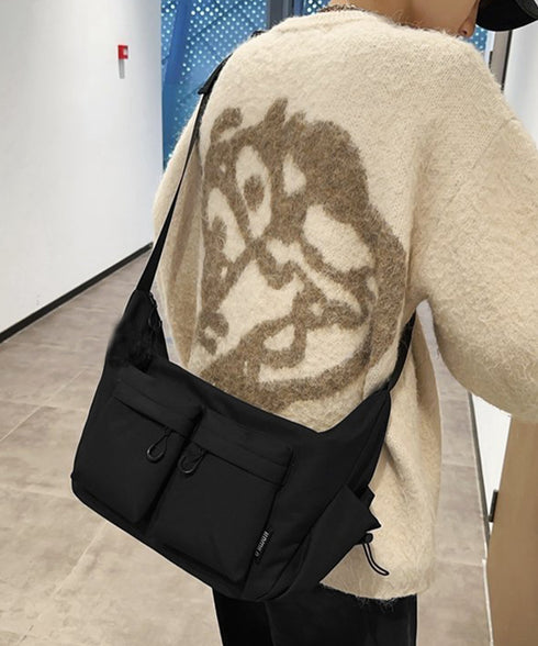 マルチポケットショルダーバッグナイロン鞄 多収納肩掛けバッグレディース ポケット多い 韓国風軽量バッグおしゃれ メッセンジャーバッグ 通学バッグ学生斜め掛けバッグ 84HBJP-008