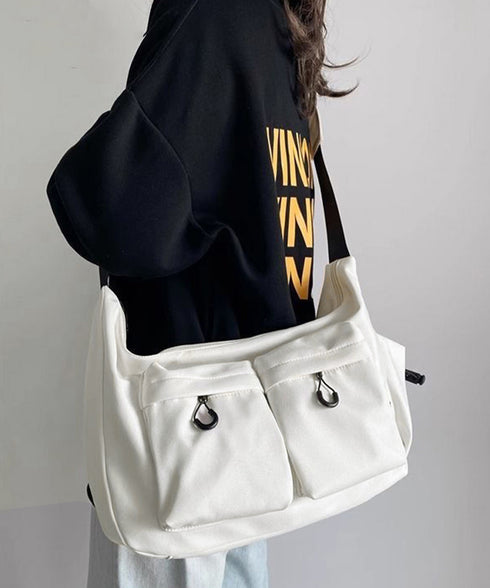 マルチポケットショルダーバッグナイロン鞄 多収納肩掛けバッグレディース ポケット多い 韓国風軽量バッグおしゃれ メッセンジャーバッグ 通学バッグ学生斜め掛けバッグ 84HBJP-008