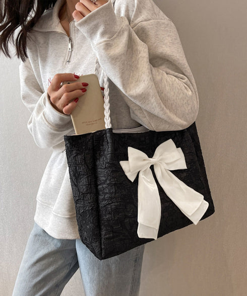 ビッグリボントートバッグ 肩掛け 軽量鞄 レディース 軽いリボンバッグ 大人可愛いママバッグ A4収納可 大容量 通勤通学バッグカジュアルきれいめ鞄 手提げバッグ 84HBJP-009