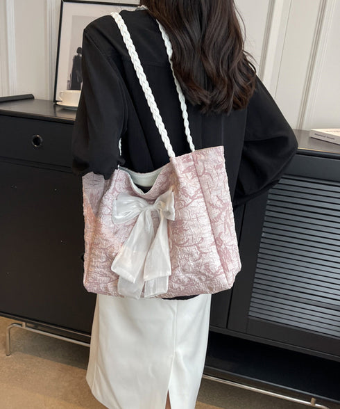 ビッグリボントートバッグ 肩掛け 軽量鞄 レディース 軽いリボンバッグ 大人可愛いママバッグ A4収納可 大容量 通勤通学バッグカジュアルきれいめ鞄 手提げバッグ 84HBJP-009