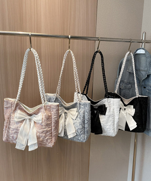 ビッグリボントートバッグ 肩掛け 軽量鞄 レディース 軽いリボンバッグ 大人可愛いママバッグ A4収納可 大容量 通勤通学バッグカジュアルきれいめ鞄 手提げバッグ 84HBJP-009