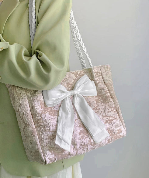 ビッグリボントートバッグ 肩掛け 軽量鞄 レディース 軽いリボンバッグ 大人可愛いママバッグ A4収納可 大容量 通勤通学バッグカジュアルきれいめ鞄 手提げバッグ 84HBJP-009