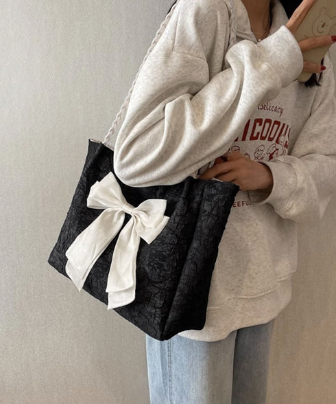 ビッグリボントートバッグ 肩掛け 軽量鞄 レディース 軽いリボンバッグ 大人可愛いママバッグ A4収納可 大容量 通勤通学バッグカジュアルきれいめ鞄 手提げバッグ 84HBJP-009