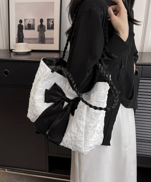 ビッグリボントートバッグ 肩掛け 軽量鞄 レディース 軽いリボンバッグ 大人可愛いママバッグ A4収納可 大容量 通勤通学バッグカジュアルきれいめ鞄 手提げバッグ 84HBJP-009