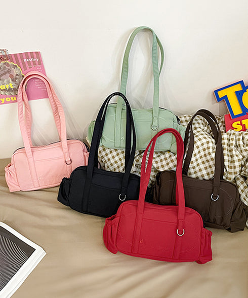 ナイロントートバッグ ミニボストンバッグ 小さめショルダー鞄 レディース 軽量スクエアバッグ マルチポケット大人可愛い肩掛けバッグ きれいめコンパクトバッグ大容量 84HBJP-012