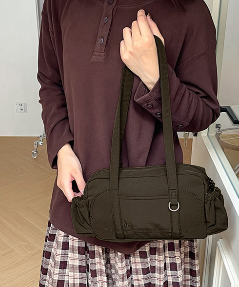 ナイロントートバッグ ミニボストンバッグ 小さめショルダー鞄 レディース 軽量スクエアバッグ マルチポケット大人可愛い肩掛けバッグ きれいめコンパクトバッグ大容量 84HBJP-012