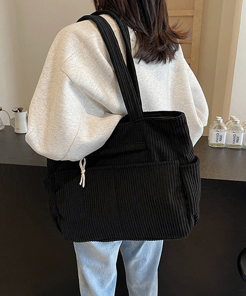 コーデュロイ トートバッグ 大容量カバン シンプル 肩掛けバッグ オフィスカジュアル レディース マザーズバッグ A4通勤通学 カバン 無地多ポケットバッグレトロ 84HBJP-013