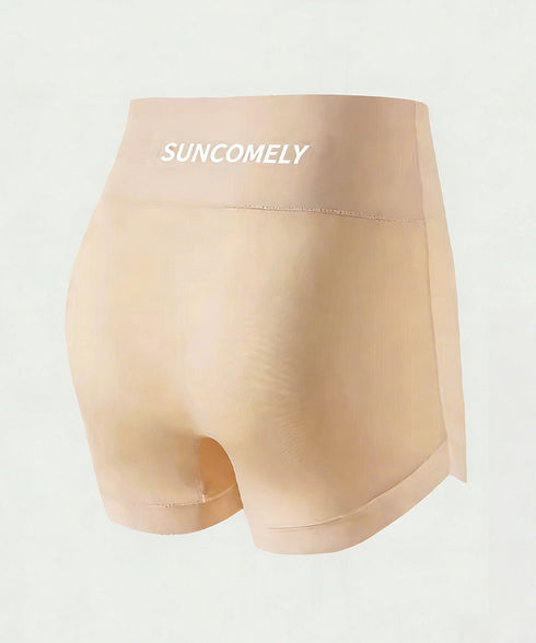 ペチパンツ シームレス ボクサーショーツ 無縫製インナーパンツ透け防止 ノーステッチショーツ バックロゴ付きインナーウェアフィット感 涼やか見せパン ハイウエスト 84HEF-002