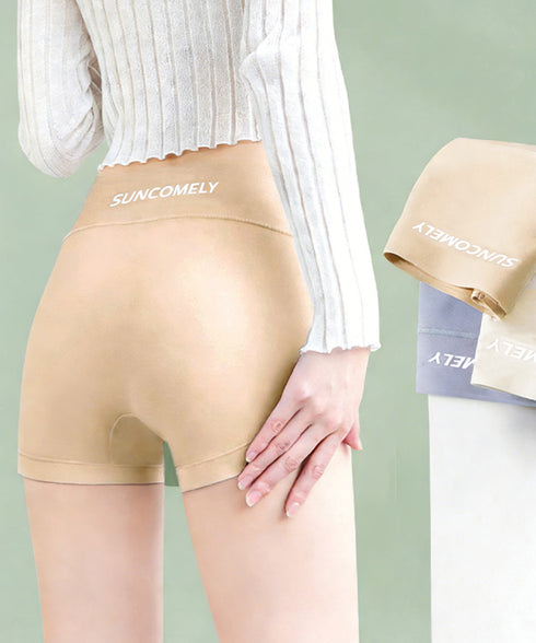 ペチパンツ シームレス ボクサーショーツ 無縫製インナーパンツ透け防止 ノーステッチショーツ バックロゴ付きインナーウェアフィット感 涼やか見せパン ハイウエスト 84HEF-002