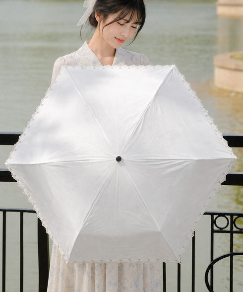 折りたたみ傘 収納袋付き 軽量晴雨兼用傘 レディース UV対策 3段折りたたみ傘 梅雨対策 耐風強風日傘 大人可愛い コンパクト傘 フェミニン傘 紫外線対策 小物 84HONGXIN-001