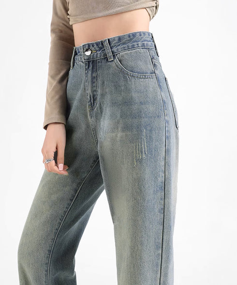 レトロ フレアデニムパンツ ローエッジ ジーパン レディース ハイウエスト ヴィンテージ 美脚脚長 ボトムス カジュアル ブーツカットデニム 着やせロングパンツ 84JIAYE-001