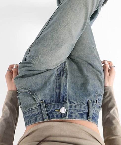 レトロ フレアデニムパンツ ローエッジ ジーパン レディース ハイウエスト ヴィンテージ 美脚脚長 ボトムス カジュアル ブーツカットデニム 着やせロングパンツ 84JIAYE-001