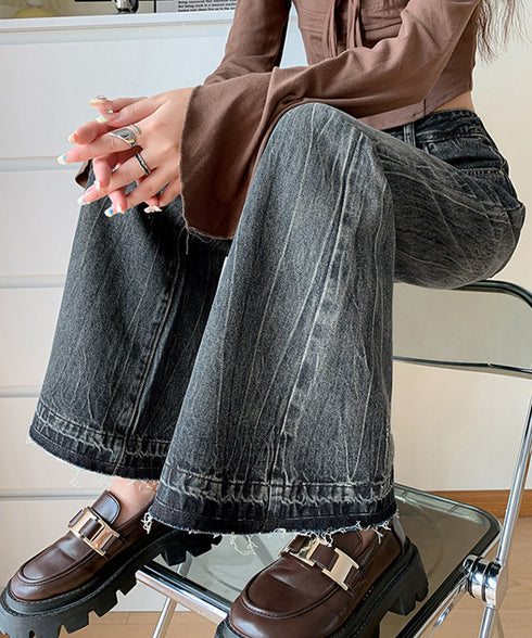 レトロ フレアデニムパンツ ローエッジ ジーパン レディース ハイウエスト ヴィンテージ 美脚脚長 ボトムス カジュアル ブーツカットデニム 着やせロングパンツ 84JIAYE-001