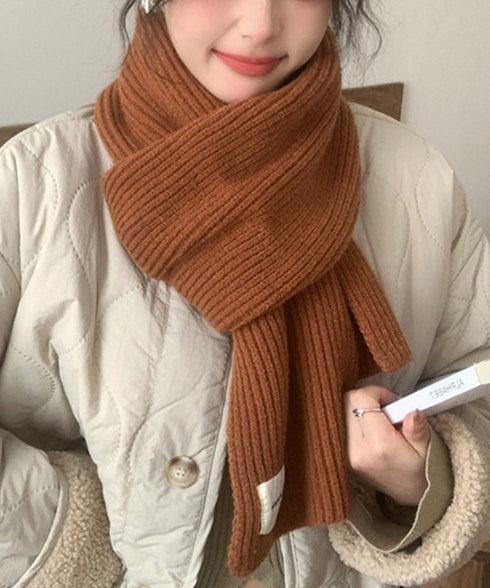 暖かいリブニットマフラー カシミアタッチ 韓国風マフラーレディース チクチクしないニットストール 無地厚手 シンプルネックウォーマー おしゃれ 防風防寒首巻き保温 84JINDI-001