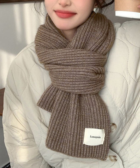 暖かいリブニットマフラー カシミアタッチ 韓国風マフラーレディース チクチクしないニットストール 無地厚手 シンプルネックウォーマー おしゃれ 防風防寒首巻き保温 84JINDI-001