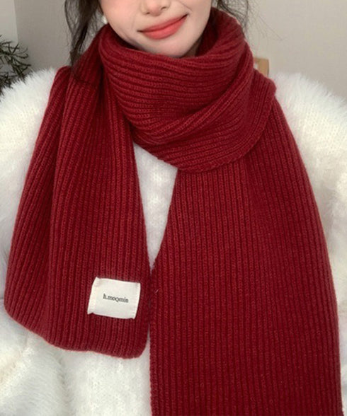 暖かいリブニットマフラー カシミアタッチ 韓国風マフラーレディース チクチクしないニットストール 無地厚手 シンプルネックウォーマー おしゃれ 防風防寒首巻き保温 84JINDI-001