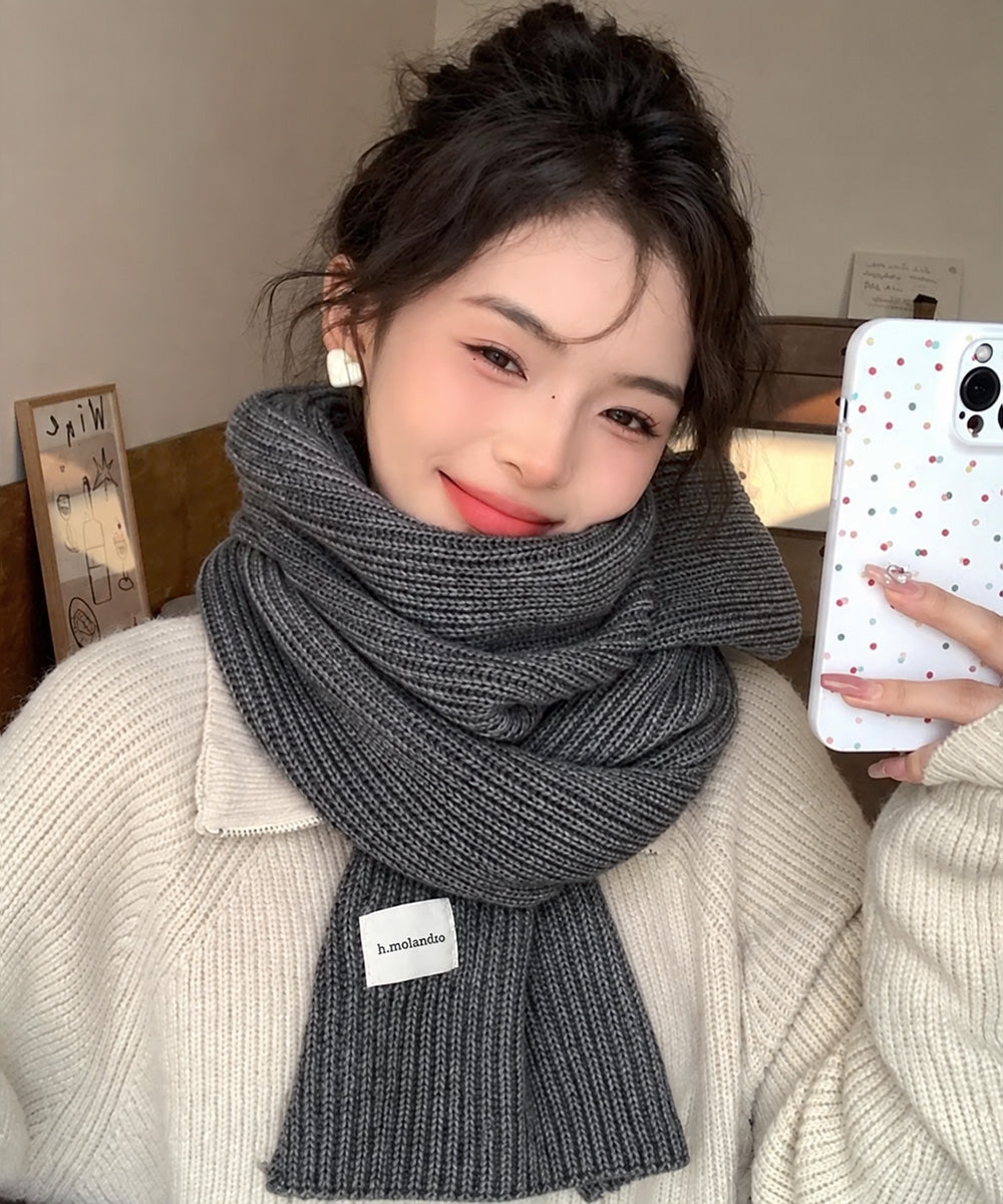 暖かいリブニットマフラー カシミアタッチ 詳細画像23