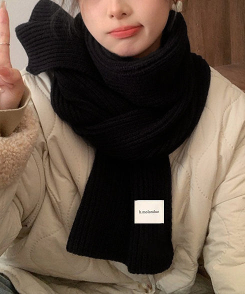 暖かいリブニットマフラー カシミアタッチ 韓国風マフラーレディース チクチクしないニットストール 無地厚手 シンプルネックウォーマー おしゃれ 防風防寒首巻き保温 84JINDI-001