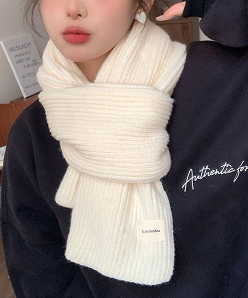 暖かいリブニットマフラー カシミアタッチ 韓国風マフラーレディース チクチクしないニットストール 無地厚手 シンプルネックウォーマー おしゃれ 防風防寒首巻き保温 84JINDI-001