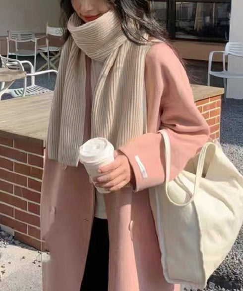 暖かいリブニットマフラー カシミアタッチ 韓国風マフラーレディース チクチクしないニットストール 無地厚手 シンプルネックウォーマー おしゃれ 防風防寒首巻き保温 84JINDI-001