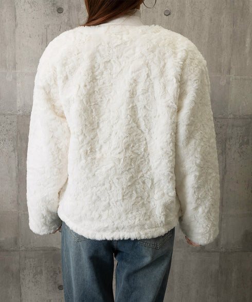 ボアジャケット もこもこアウター 韓国風 レディースフェイクファーコート 中綿入り厚手冬服 ゴールドボタン ボアブルゾン暖かい カジュアル 防寒アウター体型カバー 84JINGYI-001