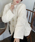 ボアジャケット もこもこアウター 韓国風 レディースフェイクファーコート 中綿入り厚手冬服 ゴールドボタン ボアブルゾン暖かい カジュアル 防寒アウター体型カバー 84JINGYI-001
