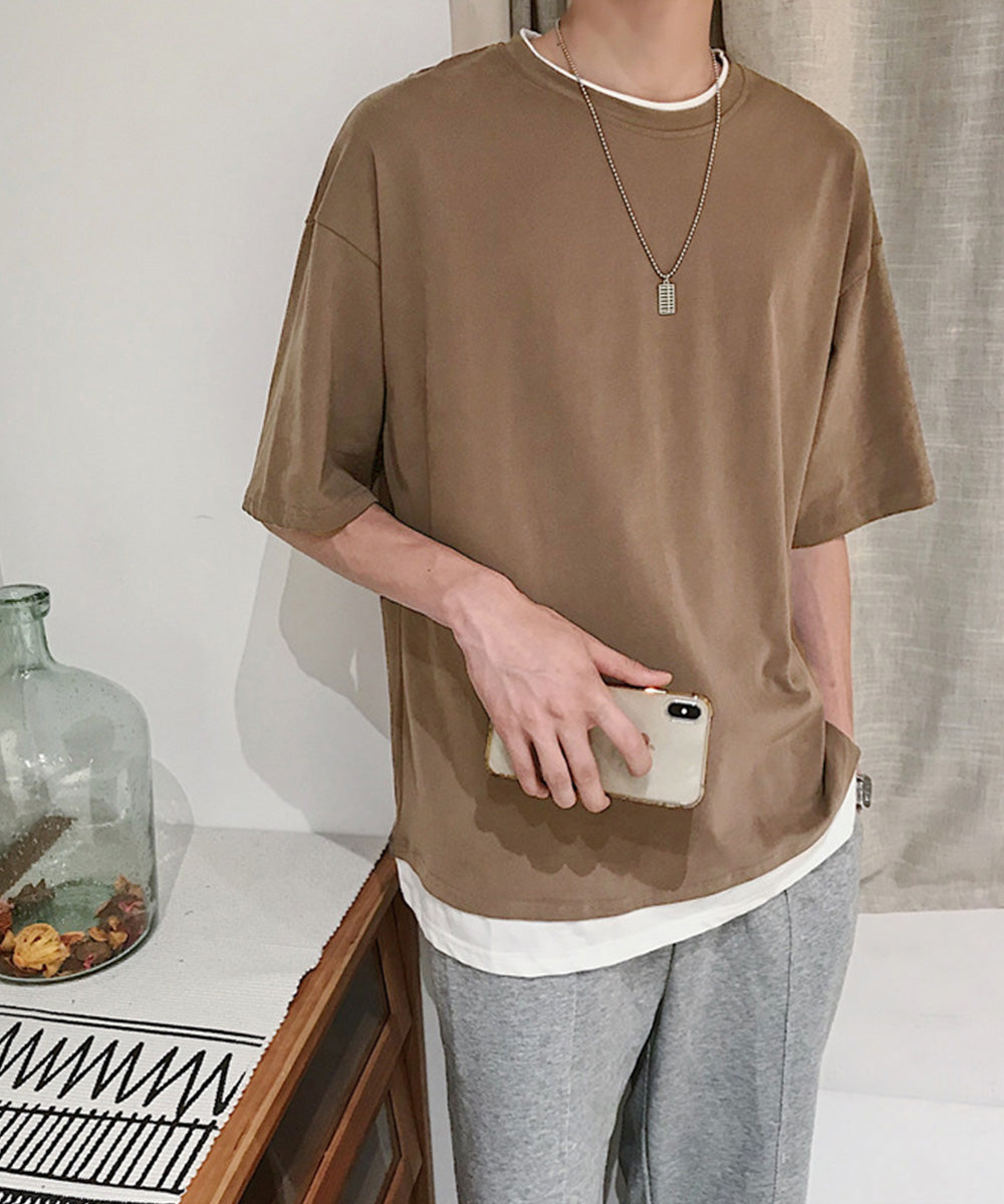 レイヤード風tシャツ メンズクルーネック