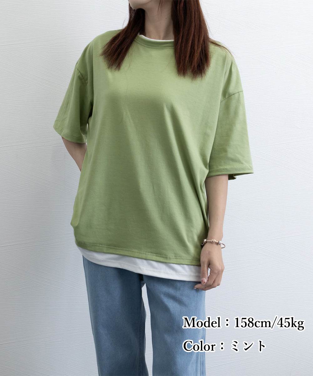 レイヤード風tシャツ メンズクルーネック