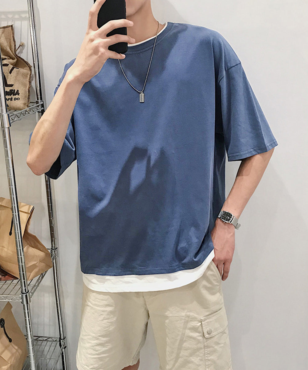 レイヤード風tシャツ メンズクルーネック