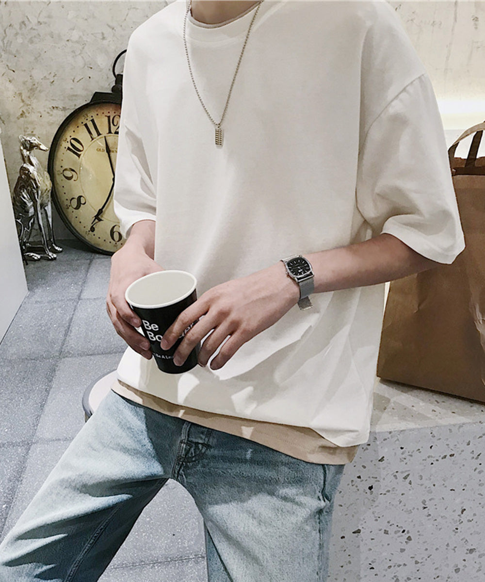 レイヤード風tシャツ メンズクルーネック