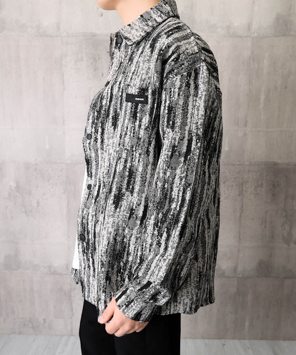 メンズ総柄シャツジャケットオーバーサイズ
