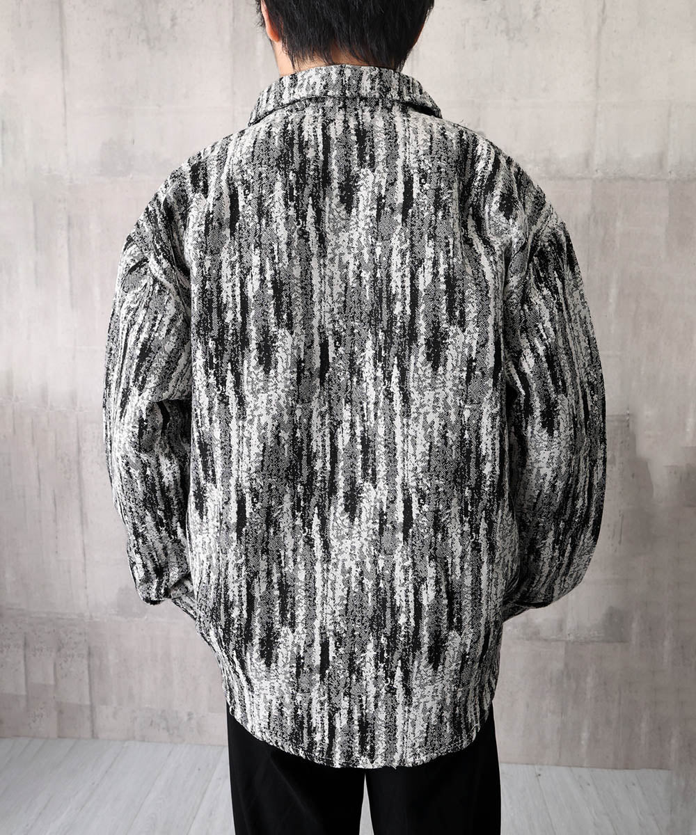 メンズ総柄シャツジャケットオーバーサイズ