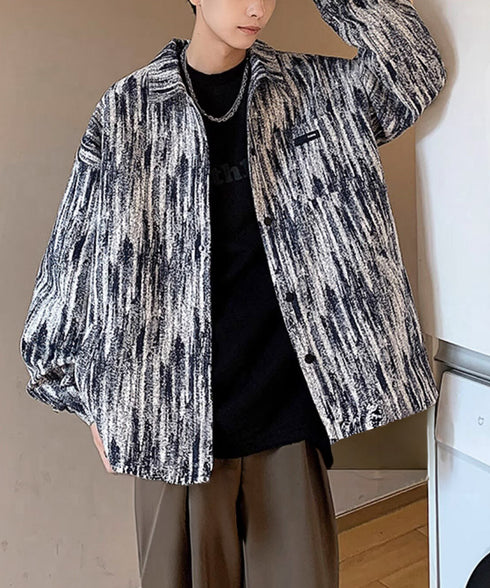 メンズ総柄シャツジャケットオーバーサイズ タイダイ風 ビッグシルエット長袖シャツブルゾン ゆったりライトアウター 春秋羽織りかっこいいストリート服トレンドメンズ服 84JIQI-008