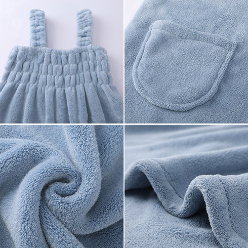 バスタオルワンピース 超吸水 着るタオル バスローブ ポケット付き レディース お着替えタオル シャワー 海水浴プール タオルドレス バスドレス温泉 ふわふわ速乾 84JJFZ-001