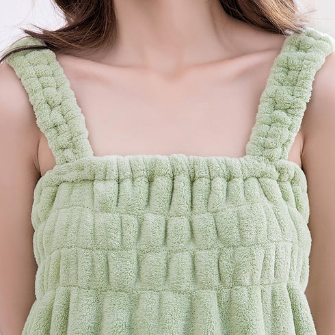 バスタオルワンピース 超吸水 着るタオル バスローブ ポケット付き レディース お着替えタオル シャワー 海水浴プール タオルドレス バスドレス温泉 ふわふわ速乾 84JJFZ-001