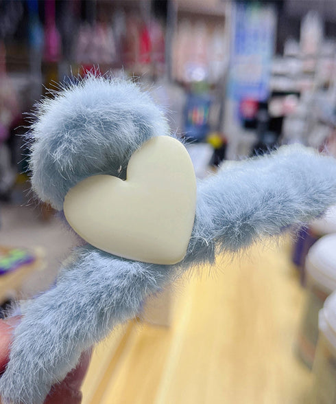 ヘアクリップ 韓国 ファーバンスクリップ 大人可愛い ふわふわ ヘアアクセサリー お洒落 髪留め ハーフアップ まとめ髪 便利グッズ ハート髪飾り 秋冬 きれいめ 84JLIAO-001